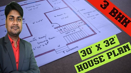 32 x 30的2022世界杯欧洲区预选赛直播房屋计划，根据Vastu II 32 x 30 Ghar ka Nakha II 3 BHK住宅计划|| 32 x 30的房屋设计